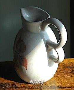 Double-handled pitcher in earthenware, signed Simone LARRIEU Art Deco 1930 1940