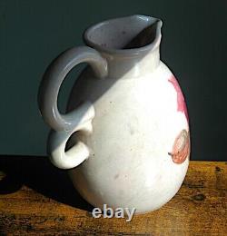 Double-handled pitcher in earthenware, signed Simone LARRIEU Art Deco 1930 1940