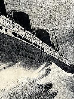 Drawing 1933 Ocean Liner Mariette Pacha Messageries Maritimes Art Deco Marine Signed