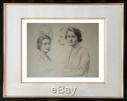 Drawing From 1930 Era Art Deco Delicate Portraits From Women Signed