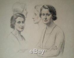 Drawing From 1930 Era Art Deco Delicate Portraits From Women Signed