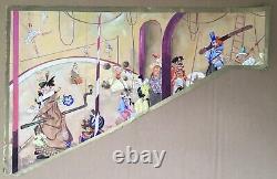 Drawing Gouache Art Deco by Henri Hague Circus Scene Clowns Acrobats Flying Trapeze