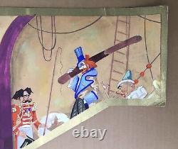 Drawing Gouache Art Deco by Henri Hague Circus Scene Clowns Acrobats Flying Trapeze