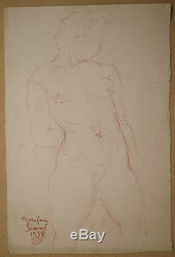 Drawing Nude Sanguine Female Study Sculpture Art Deco Marie-louise Simard 1938 # 6