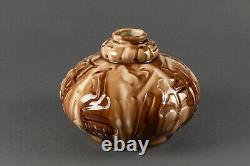 Earthenware vase signed Elgé Vierzon Art Deco 1930 geometric ball shape H5488
