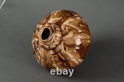 Earthenware vase signed Elgé Vierzon Art Deco 1930 geometric ball shape H5488