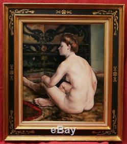 Emilien Victor Barthélémy Table Young Woman Nude Model Nude Art Deco Oil Painting