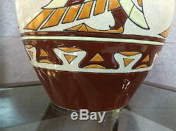 Enamelled Ceramic Vase Art Deco Style Decor Of Birds (signed And Numbered)
