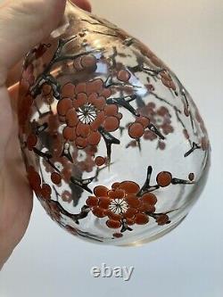 Enamelled carafe signed DELVAUX PARIS with floral decoration Art Deco period