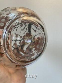 Enamelled carafe signed DELVAUX PARIS with floral decoration Art Deco period