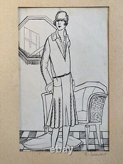 FARMER jean emile DRAWING ink signed elegant art deco 1920 1930