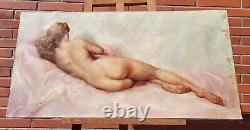 FERNAND JEAN BARBIER Female Nude Lying on Her Back Oil Painting on Canvas