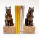 Franjou Hippolyte Moreau Rare Bookend Sculpture Signed Art Deco Sitting Cat