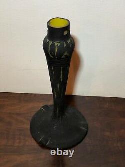 Foot Lampe Art Deco En Pate De Verre, Signed Muller Freres Luneville, Vase