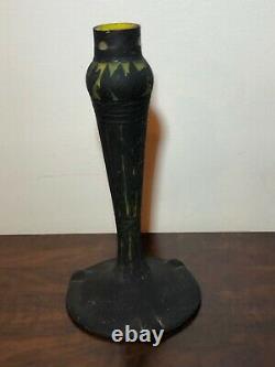 Foot Lampe Art Deco En Pate De Verre, Signed Muller Freres Luneville, Vase