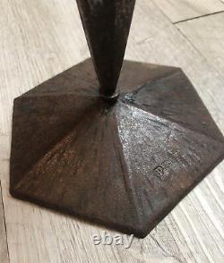 Forged Iron Candle Holder Signed P. Roze Period Art-deco Brandt Subes 1930