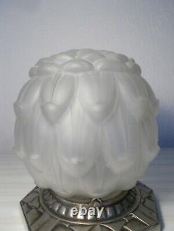 Former 1930 Silver Bronze Art Deco Lamp By A.b Globe Glass Ball