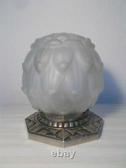 Former 1930 Silver Bronze Art Deco Lamp By A.b Globe Glass Ball