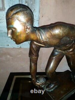 Former Statue Trophy Bouliste Lyonnaise Art Deco Signed J. Salvado