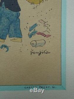 Foujita The Original Color Lithographie Player Signed # 1928