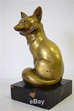 Fox Animal Gilded Bronze Satin Art Deco Signed G H Laurent XX 20th