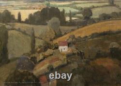 Framed landscape painting of the Loire Valley vineyards by Jean Adrien MERCIER Art Deco