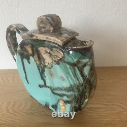 French Cloisonné Teapot with Turquoise Enamel, Handmade and Signed - Decorative