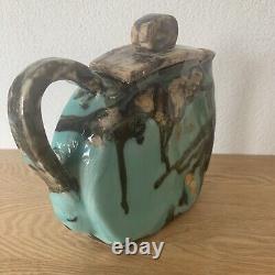 French Cloisonné Teapot with Turquoise Enamel, Handmade and Signed - Decorative