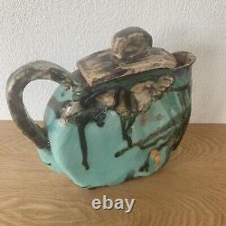 French Cloisonné Teapot with Turquoise Enamel, Handmade and Signed - Decorative