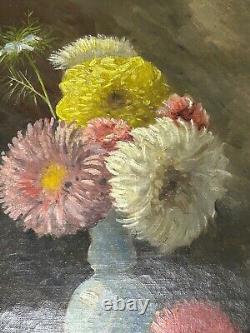 French School 20th Century Art Deco Still Life Flower Bouquets HST 1920