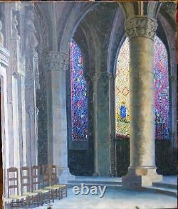 Gaston Delpard, Apse of the Cathedral (Chartres), 20th century oil on canvas