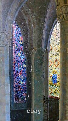 Gaston Delpard, Apse of the Cathedral (Chartres), 20th century oil on canvas