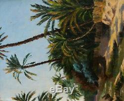 Gaston Delpard Orientalist Painting Canvas Landscape Oil Palm Tunisia Tozeur