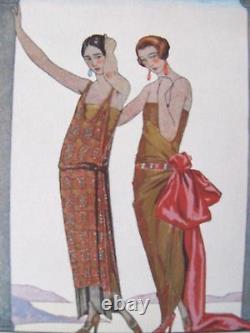 George Barbier Vesper Gazette Bon Ton 1922 Pl. 60 Dresses Worth