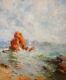Georges Gobeau Dit Gobo Pastel Painting Drawing Landscape Rocks Marine Bretagne