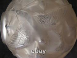 Glass Ball Vase With Swallows Signed Arvers Art Deco Era