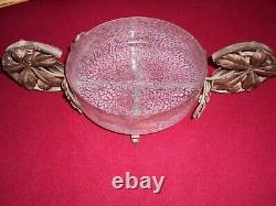 Glass Cut Purple Art Deco Signed Degue Plate Iron Forged Sheets Ivy 1930
