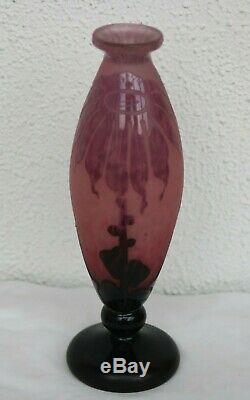 Glass French Vase Art Deco Dahlia Glass Paste Signed