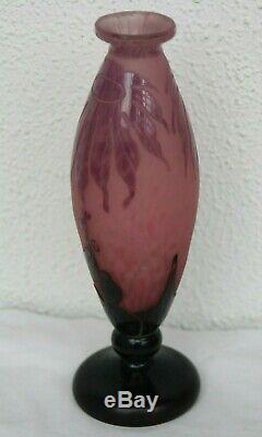 Glass French Vase Art Deco Dahlia Glass Paste Signed
