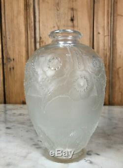 Glass Vase Vintage Art Deco 1920 Signed Sabino France Floral Decor