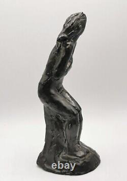 Glazed Terracotta Sculpture of Nude Woman Signed by Georges Regnault Art Deco 1930