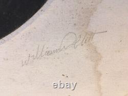 Gravure Art Déco Signed by William Ablett: Sensual Portrait of a Woman in 19th Century Fashion.