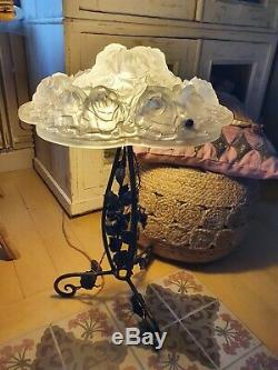 Great Art Deco Lamp Art Nouveau Fungus Foot Wrought Iron Cauldron Signed