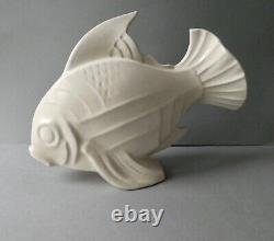 Great Cracked Ceramic Fish Signed Le Jan, Art Deco 1930, Saint Clement