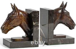 HORSE BOOKENDS bronze signed LE VERRIER art deco vintage antique horse