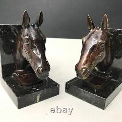 HORSE BOOKENDS bronze signed LE VERRIER art deco vintage antique horse