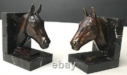 HORSE BOOKENDS bronze signed LE VERRIER art deco vintage antique horse