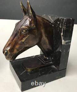 HORSE BOOKENDS bronze signed LE VERRIER art deco vintage antique horse