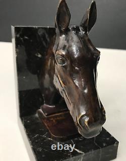 HORSE BOOKENDS bronze signed LE VERRIER art deco vintage antique horse