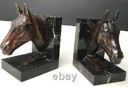 HORSE BOOKENDS bronze signed LE VERRIER art deco vintage antique horse